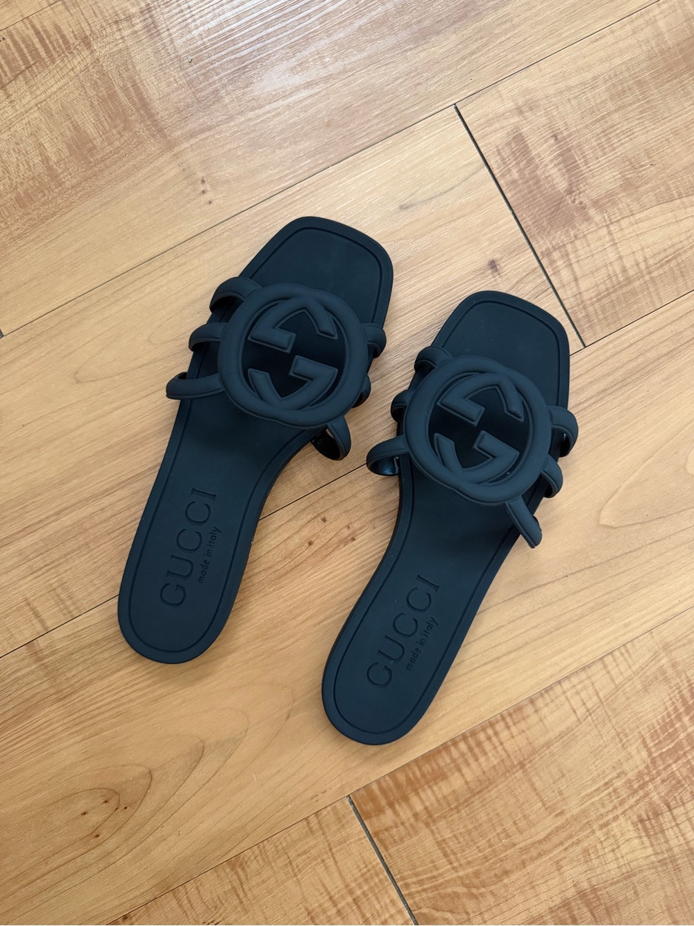GG Palma Monogram Sandals Matte Black Rubber Slides US7❗️read description ❗️